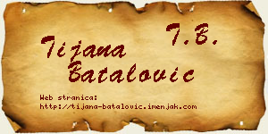 Tijana Batalović vizit kartica